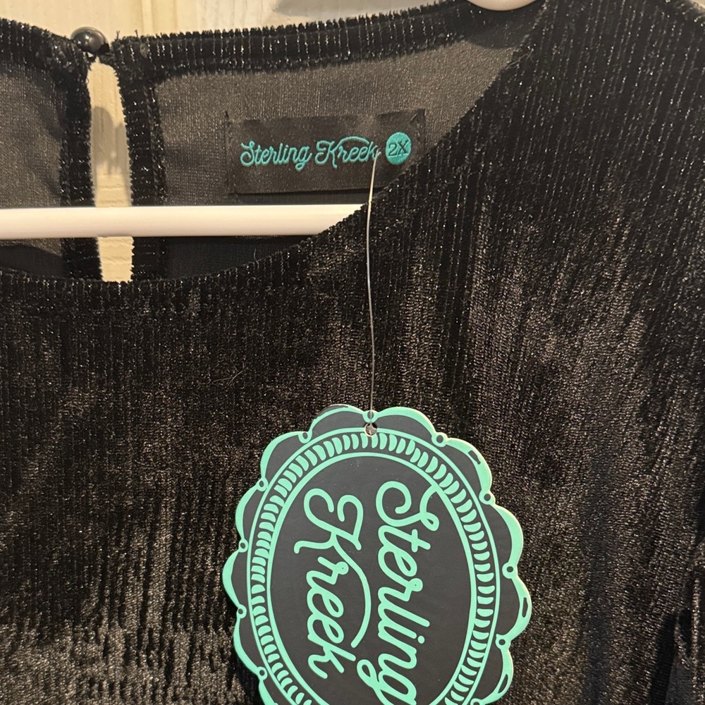 Chic Black Feather Trim Blouse - Picture 2 of 3